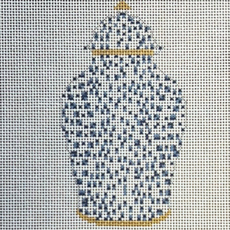 French Dots Ginger Jar-Navy
