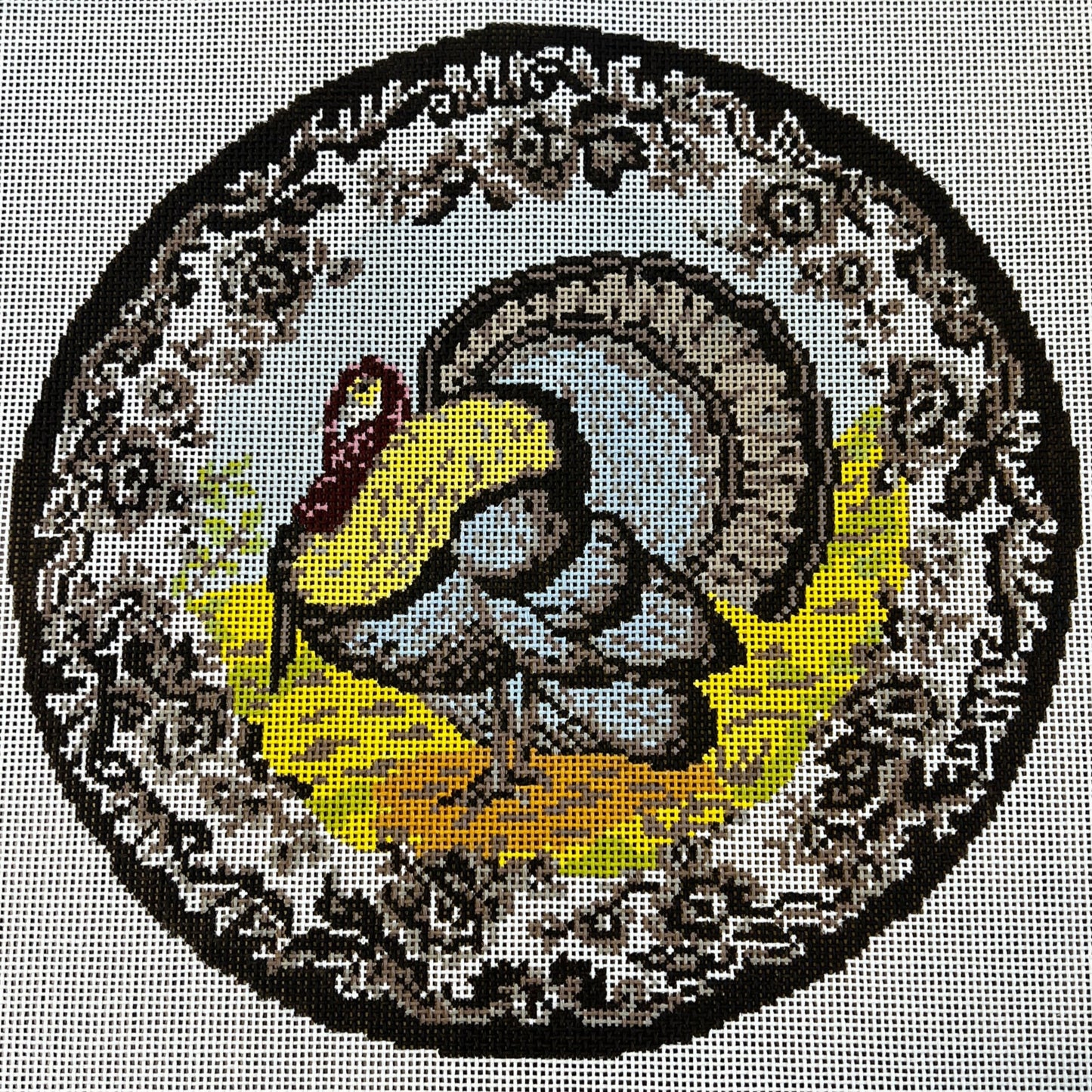 Transferware Turkey Pillow
