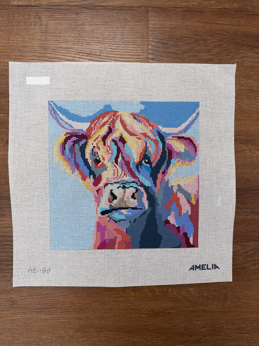 Colorful Highland Cow Pillow