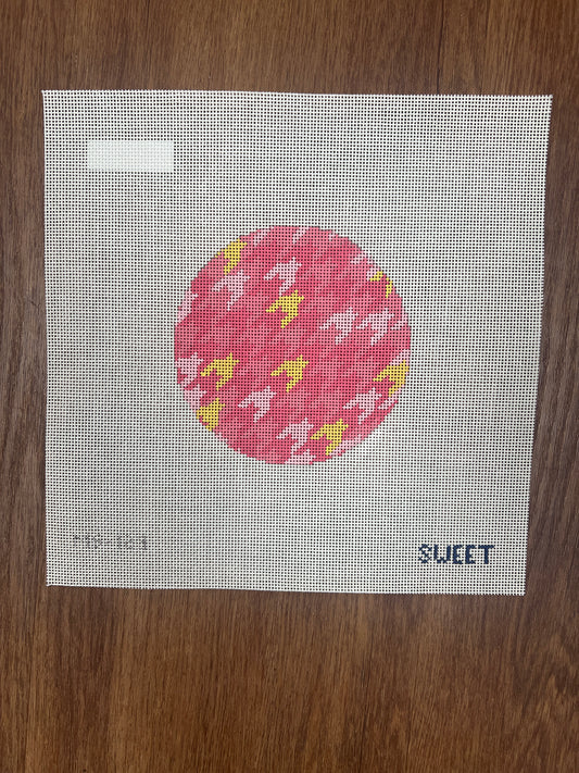 Gold and Pink Houndstooth Round