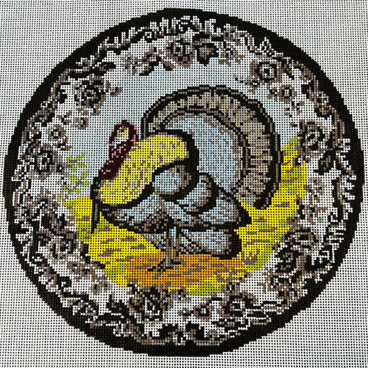 Transferware Turkey Pillow